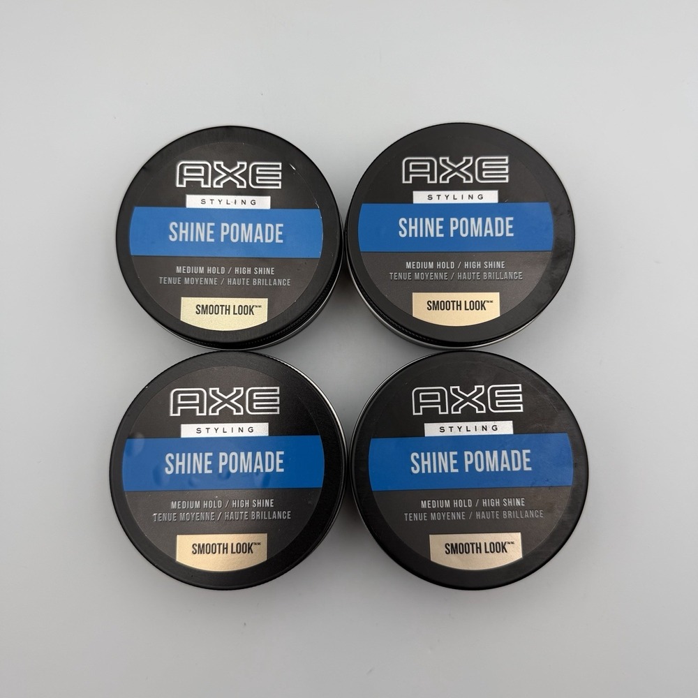(4) AXE Men's Styling Shine Pomade Medium Hold Smooth Look Hair Cream / Wax